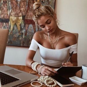 American Apparel Off The Shoulder Crop Top